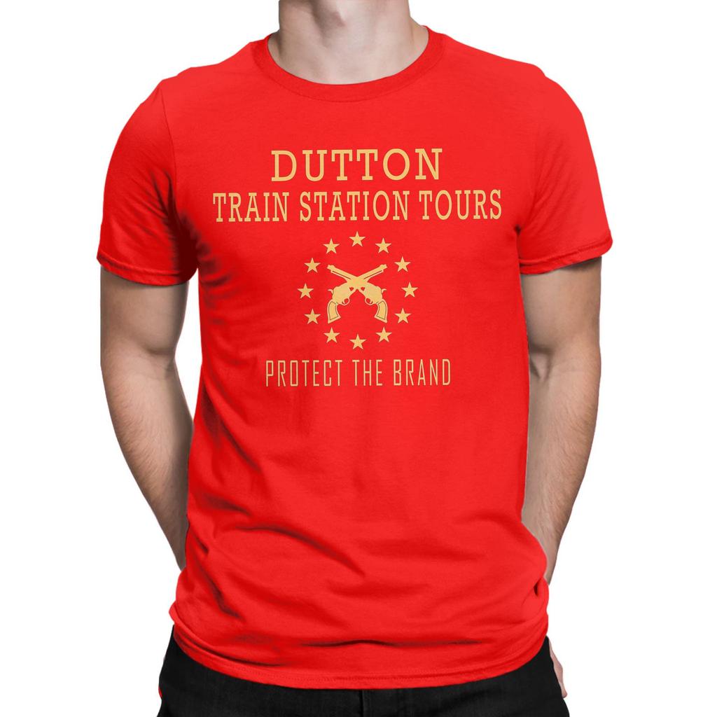 Men's Dutton Train Station Tours Yellowstone T Shirt  Cotton Clothes Short Sleeve Round Collar Tee Shirt Birthday Gift T-Shirts