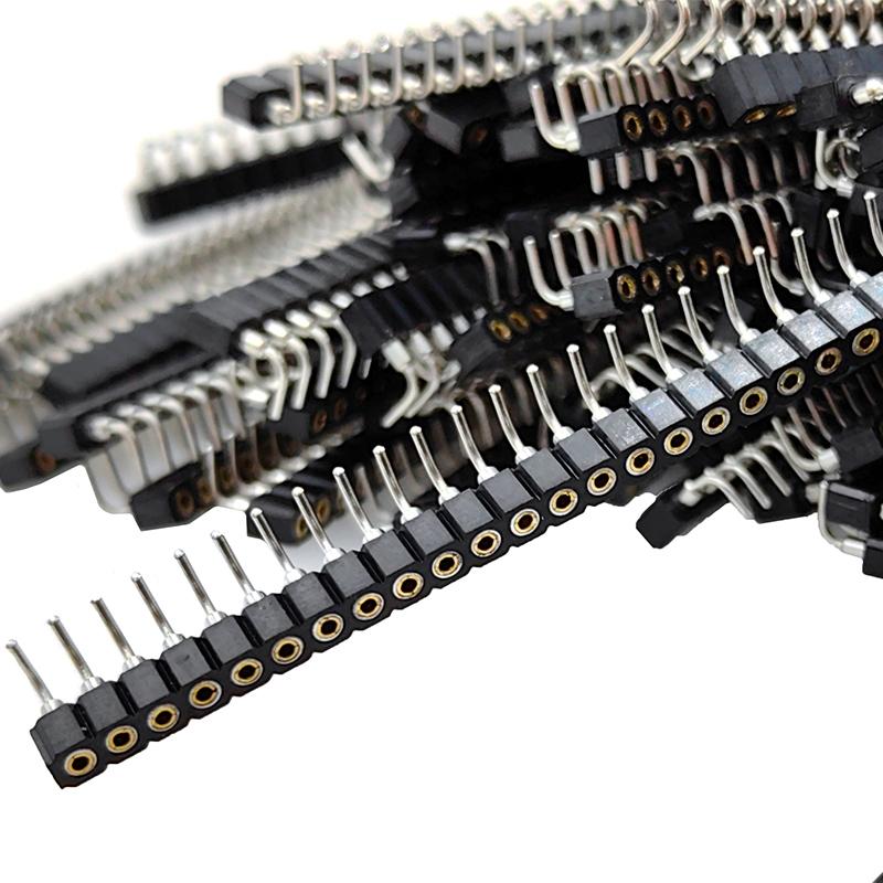 5pc 2.54mm Round Hole Male Tin Gold Female Pin Header 1/2x40P Single/Dual Row Breakable PCB IC Crystal Relay Transistor Socket