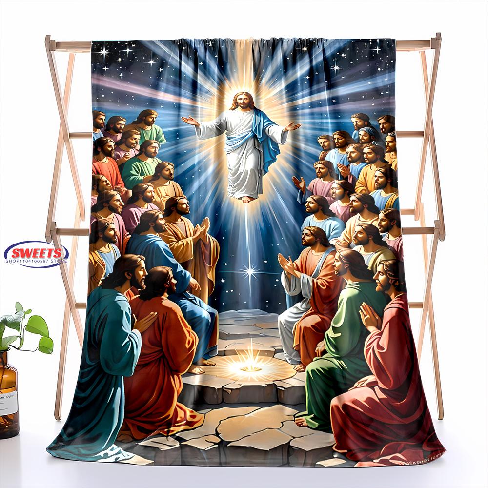 NO.3 3D Pray Holy Bible Cross Jesus Soft Flannel Blanket for Bed Bedroom Sofa Picnic,Throw Blanket for Cover Outdoor Leisure Nap