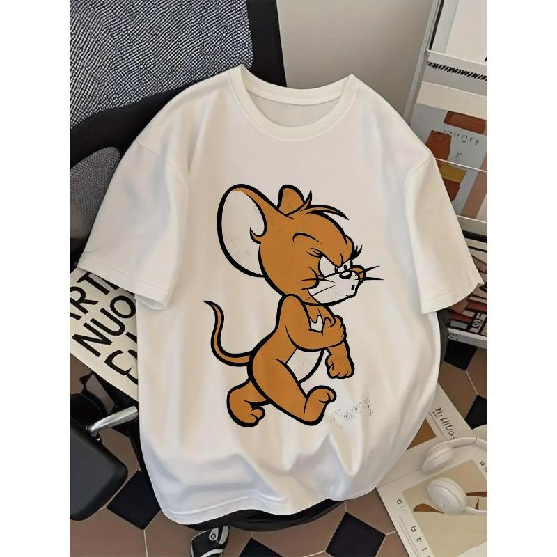 Европейские размеры Мужская футболка Tom and Jerry | Забавная футболка с принтом, короткий рукав, на все сезоны