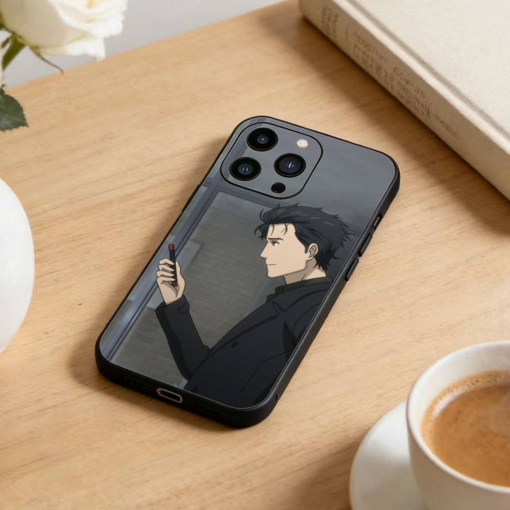 STEINS GATE F-Ринтаро О-Окабэ Чехол для телефона для iPhone 16,15,14,13,12,17,Pro Max,Plus Силиконовый Черный Чехол