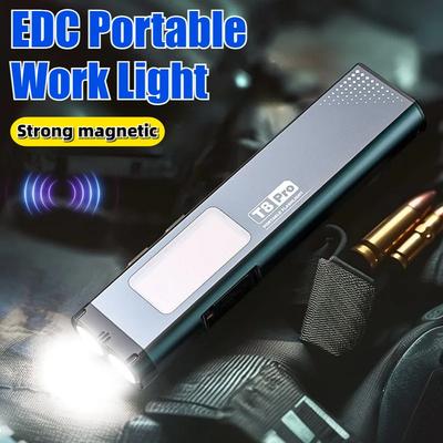 Новый мини EDC рабочий фонарь Мощный светодиодный аккумуляторный фонарик USB зарядка Магнитный зажим-ручка Свет COB Дальний свет Заливающее освещение Двойной свет