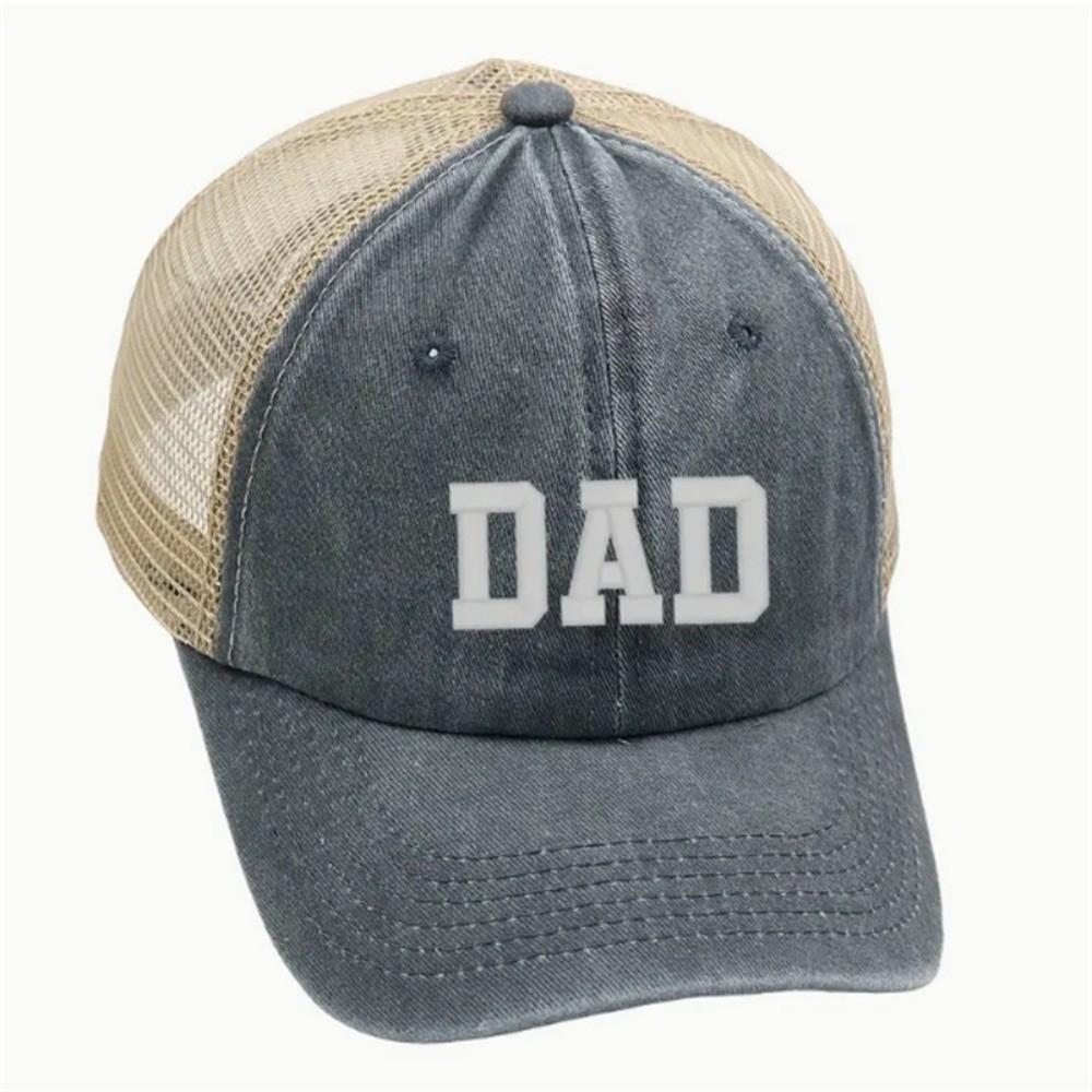 Visors DAD MOM Baseball Hats Mesh Net Sunscreen Hats Washed Distressed Faded Cap for Man Women
