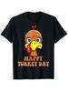 Unisex T-shirt Humorous Turkey Frightened by Thanksgiving T-Shirt - Joyful Turkey Day Graphic Featuring a Cartoon T