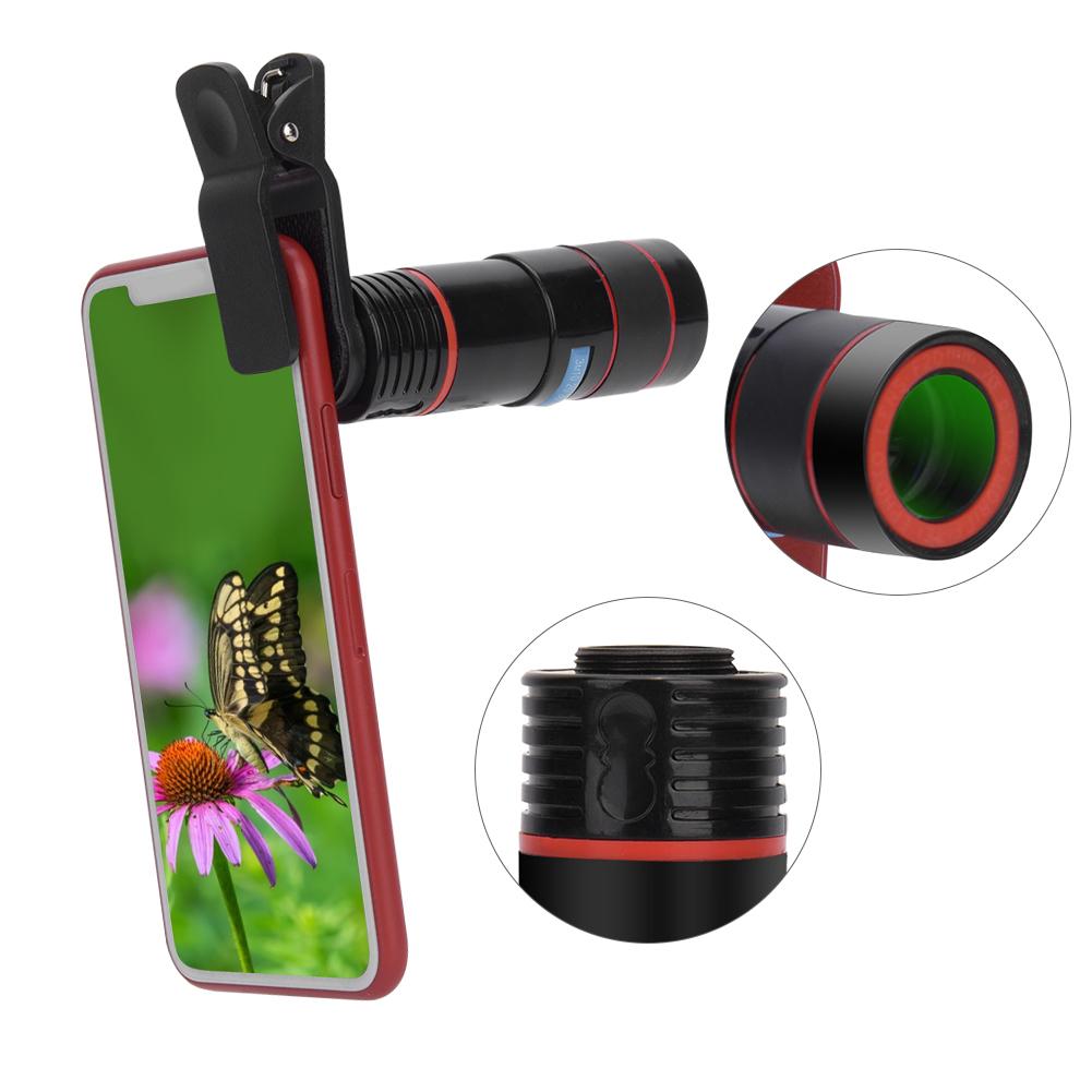 Универсальный мобильный телефонный монокулярный телескоп с 12-кратным увеличением и высокой четкостью изображения для дальнего обзора