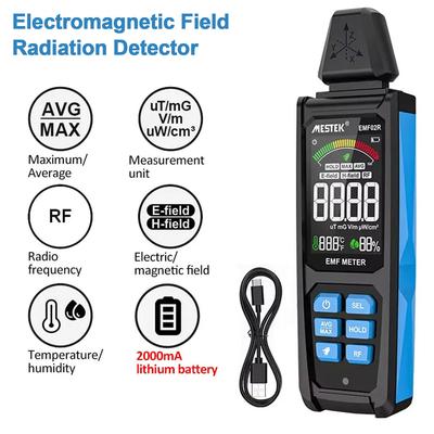 EMF02R Измеритель электромагнитного поля 30 МГц ~ 8 ГГц Детектор излучения электромагнитного поля Детектор влажности и температуры окружающей среды Аккумуляторный радиометр
