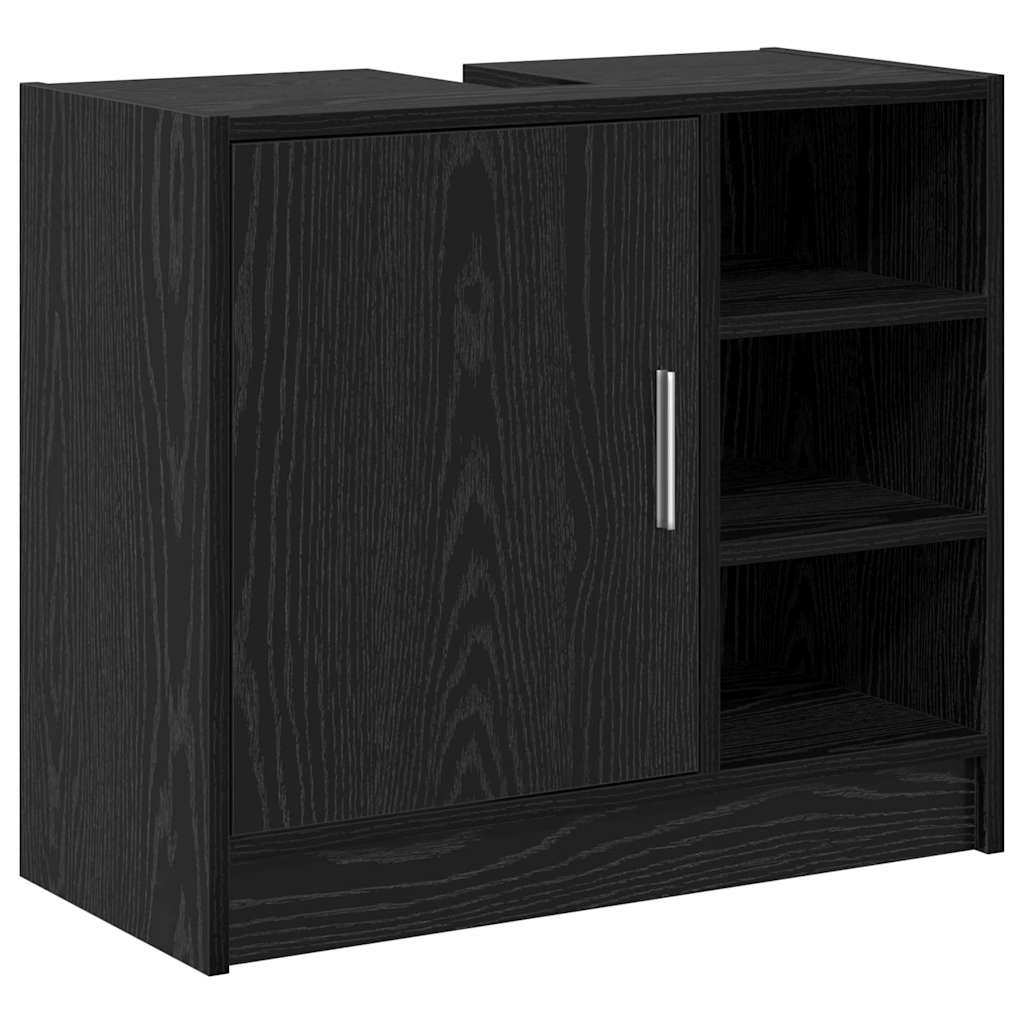 Bathroom Cabinet with Door Black Oak Effect 63 x 29 x 55 cm