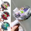Изысканная крышка из сухоцвета для крышки Stanley Cup, силиконовая крышка, сушеные аксессуары, 40 унций, водяной цветок C5A3