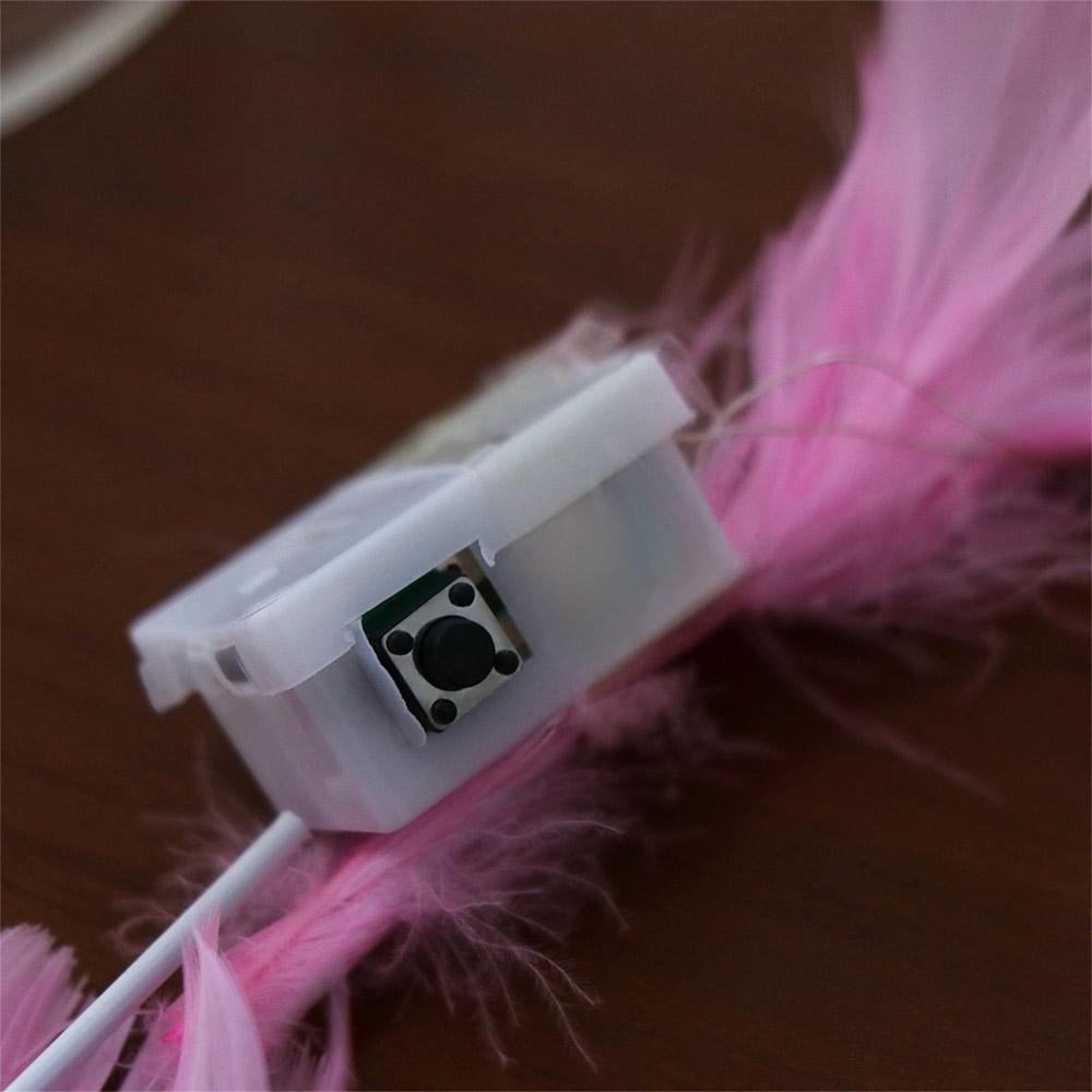 Christmas White Feather Luminous Garland New Year Women Hairband LED Feather Headband  Party