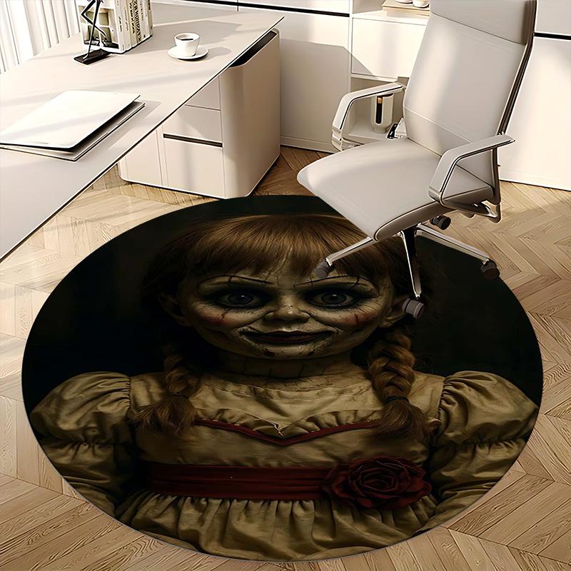 Кукла-ужастик, Кукла Аннабель, Коврик для стула, Круглый ковер, Ковер для офиса, Можно стирать в машине, Нескользящий, Подходит для гостиных, спален