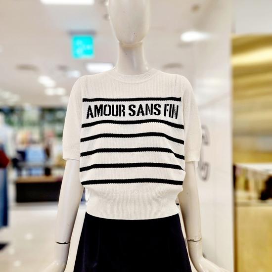 CC Collect Lettering Stripe Short Sleeve Knit E253KSK105