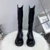 Long Boots 2024 Tall Knight Boots Women's Heightening 6cm Thick-soled Waterproof Table Women's Locomotive Boots Thin Boots