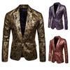 Men's Suit Autumn and Winter Glossy Bronzing Printed Suit Best Man Dress Performance Suit Slim Top