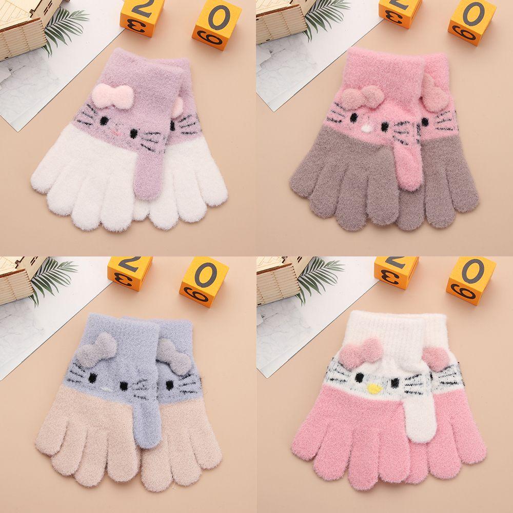 Years Rabbit Wool Soft Children's Gloves Knitted Thermal Gloves Full Finger Mittens Kids Gloves