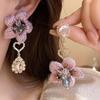Elegant Flower Rhinestone Earrings Exquisite Vintage Earrings Sweet Flower Drop Earrings  Women