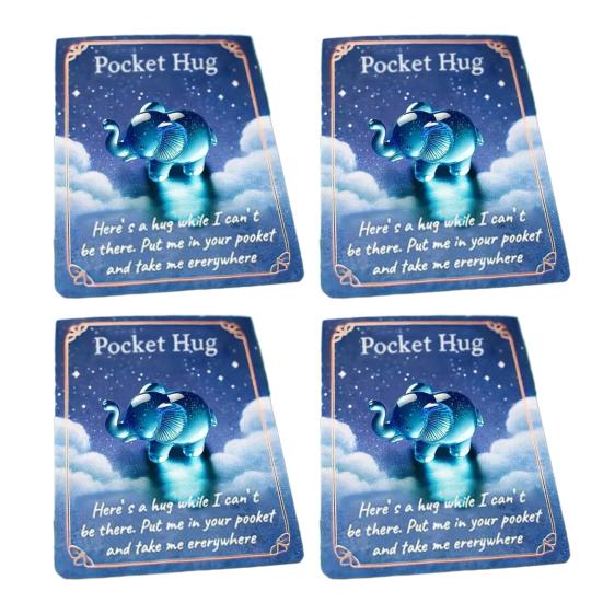 4/5Pcs Pocket Hug Animal with Positive Card Emotional Support Resin Animal Token Mini Turtle Penguin Frog Bear Elephant Statue Figurine Inspirational