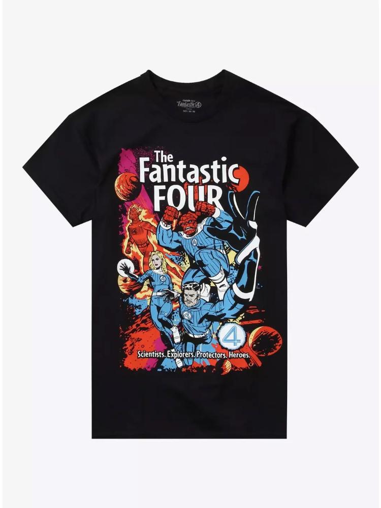 Women Marvel Fantastic Four Cute Retro Pop Art Graphic Soft Loose Oversized Daily Casual Short Sleeve TShirt