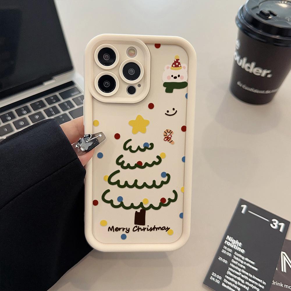 Рождественский чехол для iPhone 11 13 12 14 15 16 Pro Max XR XS Samsung A15 A55 A05 Redmi 12 13C OPPO A16 A18 Reno 11 Vivo Y17S Y12 infinix note 40