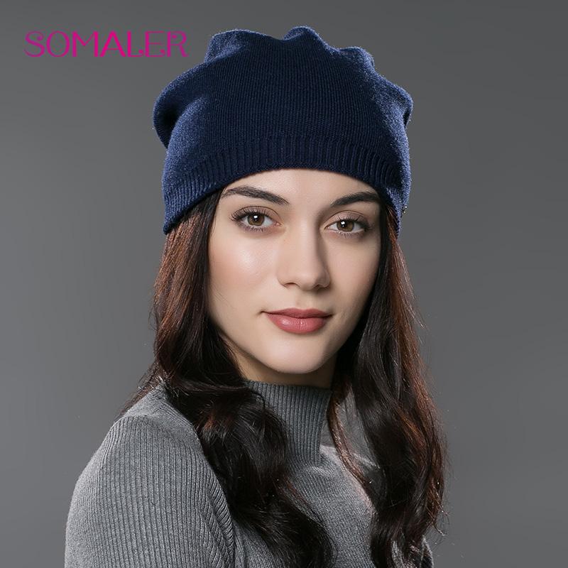 SOMALER Женские вязаные шерстяные шапки на зиму в стиле хип-хоп Gorros для женщин, повседневные кепки хорошего качества