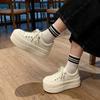 Thick-soled Heightening Women's New Spring and Autumn Small Versatile Bread Shoes High-top Big-headed Board Shoes