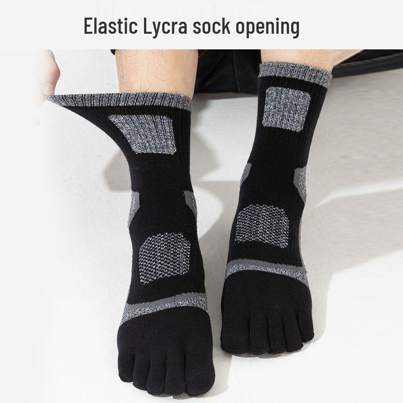 Мужские спортивные носки до середины икры с раздельным пальцем, дышащие - износостойкие и влагоотводящие, с дизайном с пятью пальцами