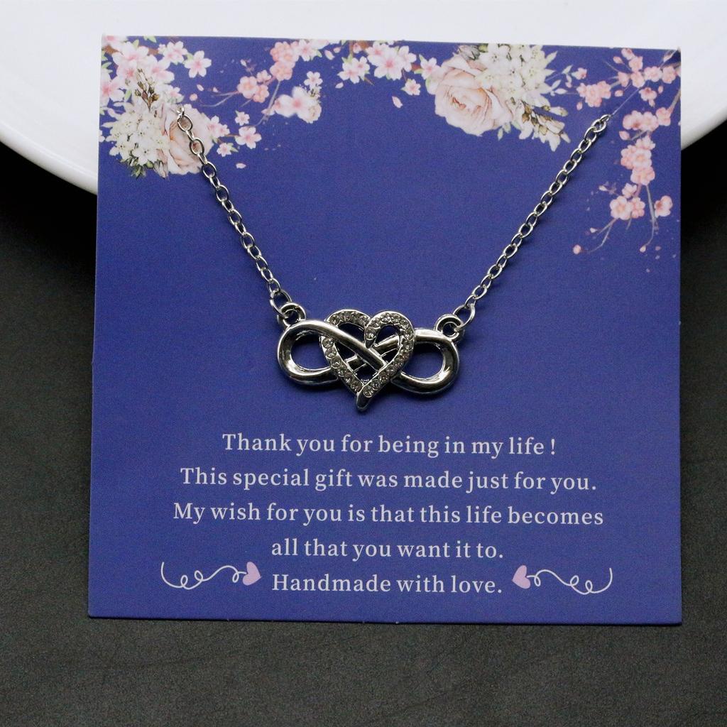 Ожерелье с подвеской в виде сердца и бесконечности, инкрустированное стразами для женщин, ювелирные изделия в форме сердца, подарки на годовщину дня рождения для всех женщин и девочек