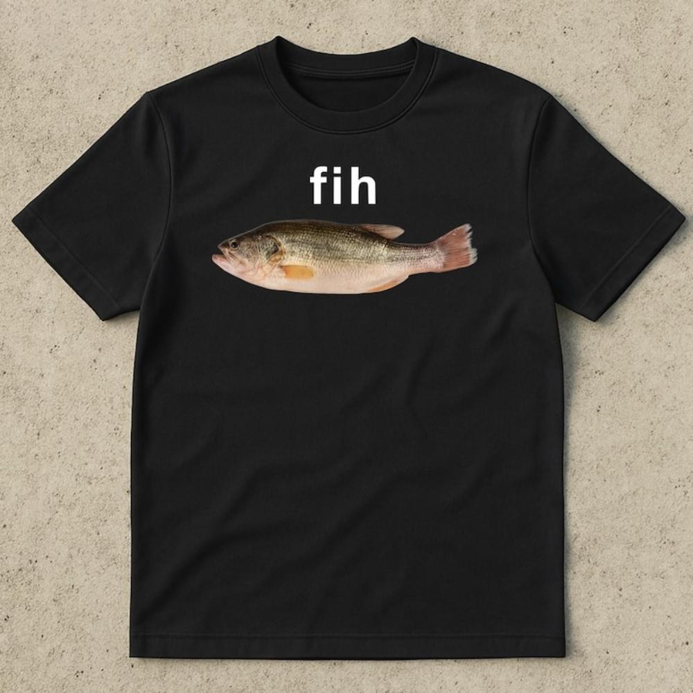 Fih Fish Meme Shirt Stupid Funny Meme Brain Rot Printed Tshirt Women Unisex Fashion Casual Oneck Cotton Shortsleev Ropa Hombre