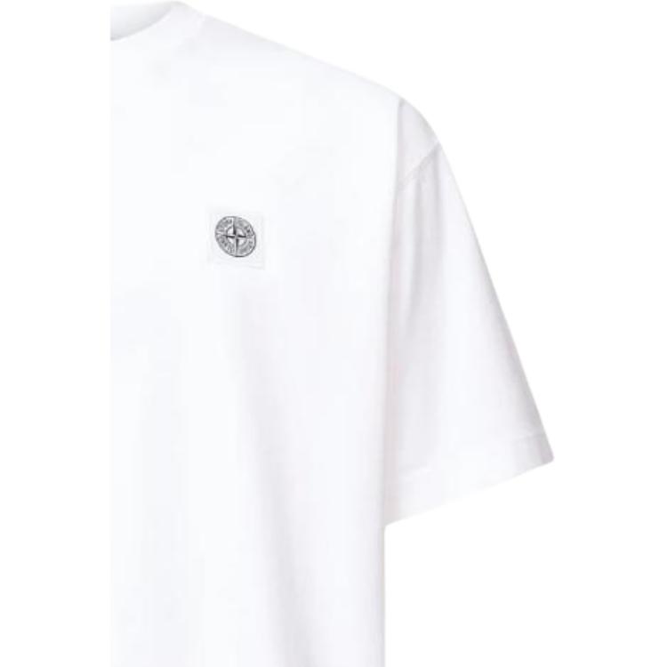 STONE ISLAND Ss26 Однотонная ребристая футболка с круглым вырезом и коротким рукавом Мужские топы L1S152100030S0115V0001