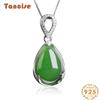 Tancise 925 Sterling Silver Classic Women Jade Necklace Pendant Zircon Fashion Gift