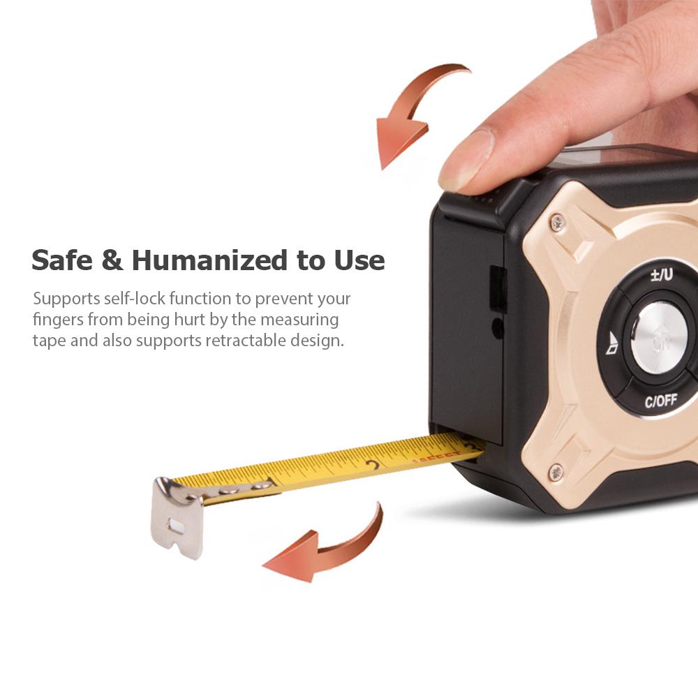 Лазерная рулетка 3 в 1, цифровой дальномер, измерительная лента 16 футов, перезаряжаемая мультиметровая лента 131 фут