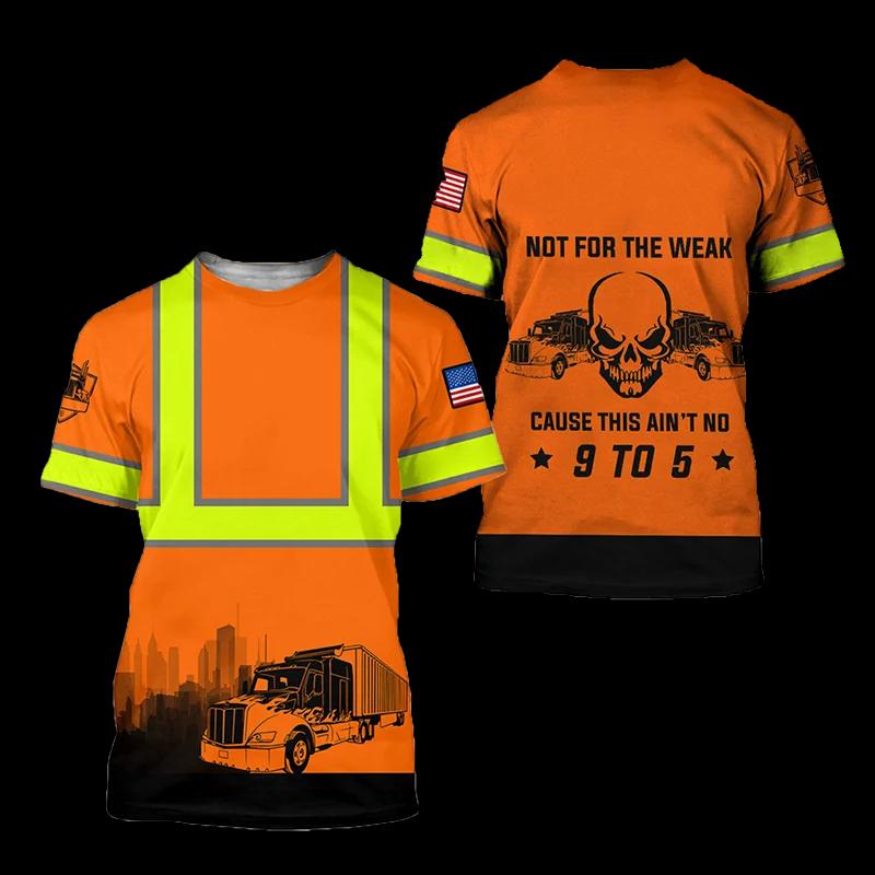 Truck Driver Cargo Men's T Shirt For Men Summer 3D Print Short-sleeved T-Shirt Women Clothing Oversized Camiseta Work Streetwear