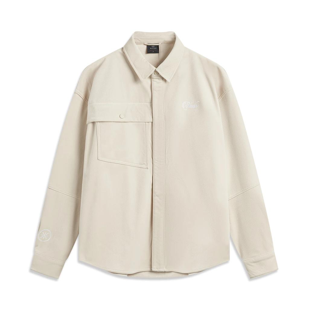 Li-Ning Wade Series Letter Single-Breasted Collar Fleece Warm Loose Jacket Men Jacket Oatmeal-Gray AFDU223-6