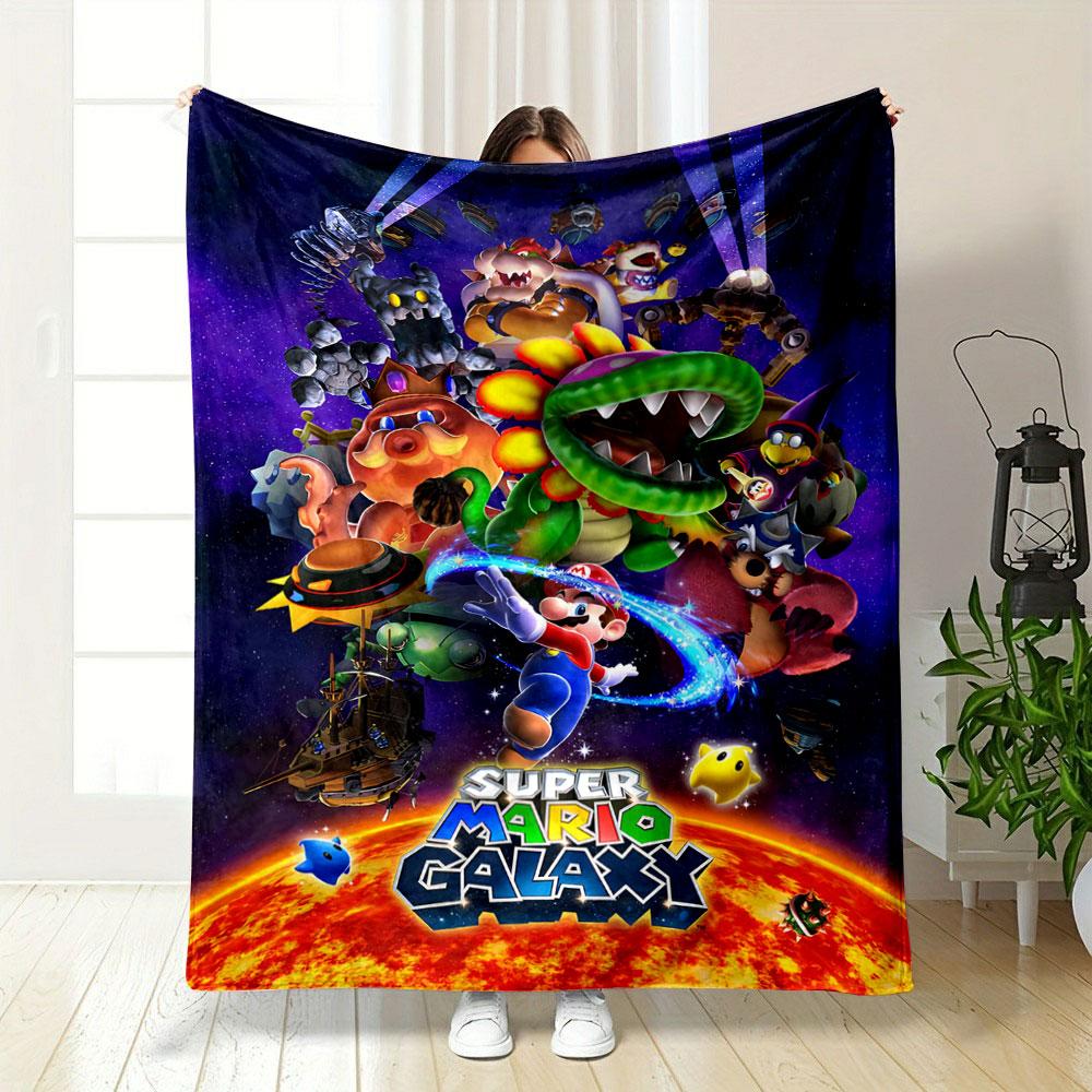 Colorful characters and elements from **Super Mario Galaxy** in space. for all seasons blanket lunch break throw gift