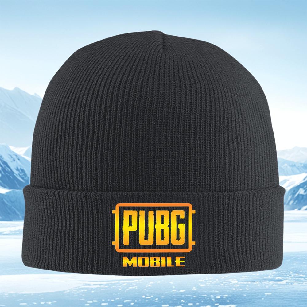 Логотип игры PUBG мобильный текст Унисекс Женский Унисекс Вязаная шапка Бини Шапка-колпак Зимняя Термотеплая Рождественская Для улицы Велосипеда Пешего туризма