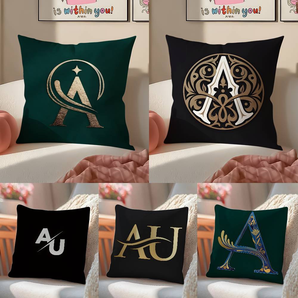 Simple Letter Design AU Pillow Case Anti-dustmite Pillowcase Invisible Zipper Silky Short Plush Sofa Cushion Cover