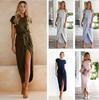 Women Casual Dress Short Sleeves Asymmetrical  Daily  Summer Dress Elegant Home Dress