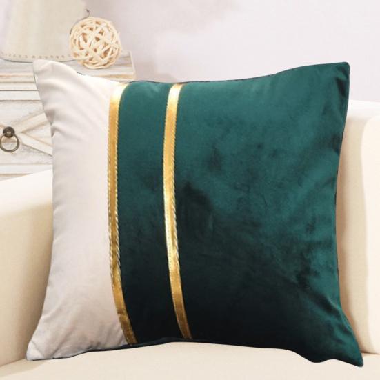 Pillow Case Plush Two-color Splicing Throw Pillow Cover Soft Stylish Decorative Cover with Hidden Zipper for Home