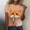 Women's T Shirt Cat Print Casual Short Sleeve 3D T-Shirts Summer Fashion Streetwear O-Neck Pullover Female Oversized Clothing