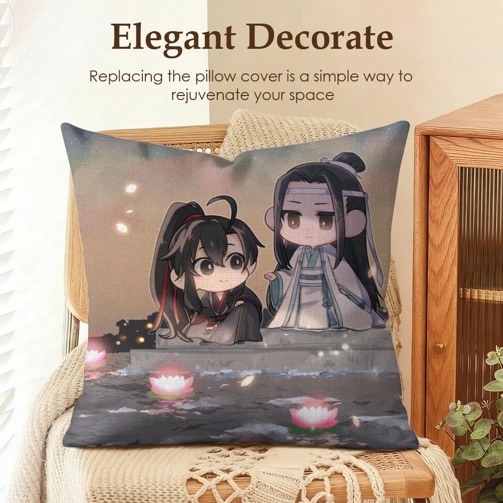 MMo DDao ZZu SShi Cushion Cover Natural Linen Organic Fabric DoubleSided Printing Sofa Home Decor Gift Pillow Case