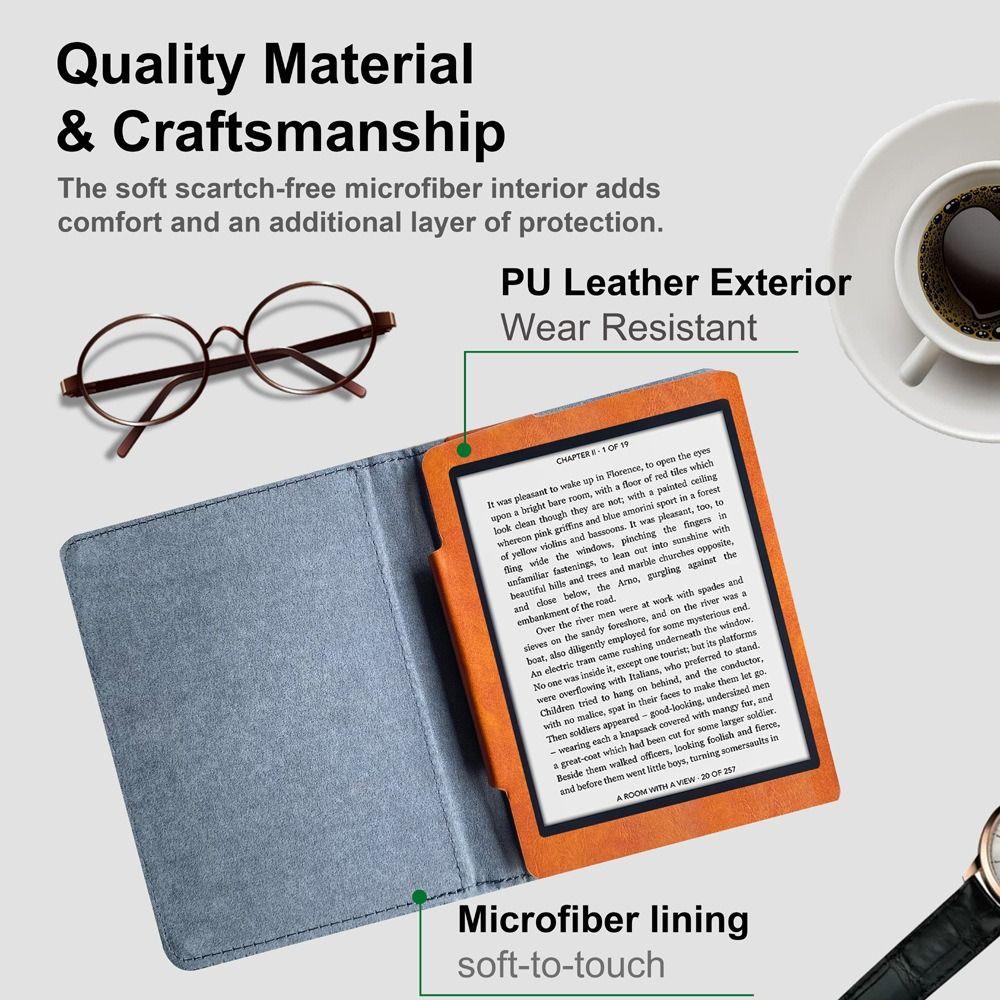 6 Inch E-Reader Case Leather Shell Premium Folio Cover for Kobo Glo