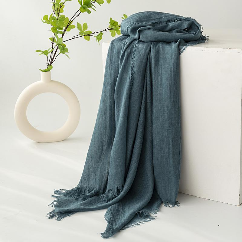 Spring and summer sunscreen scarf imitation cotton and linen solid color simple shawl women's high-end silk scarf yarn headscarf women's cross-border