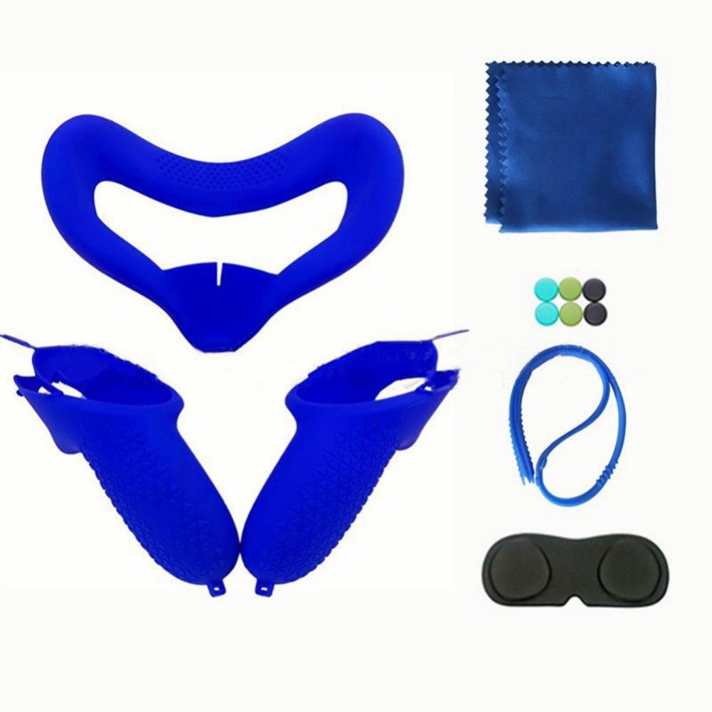 Чехол на ручку сенсорного контроллера для Oculus Quest 2 с силиконовой крышкой для лица, защитной крышкой объектива, комбинированным силиконовым ремешком на ручке, набором аксессуаров VR