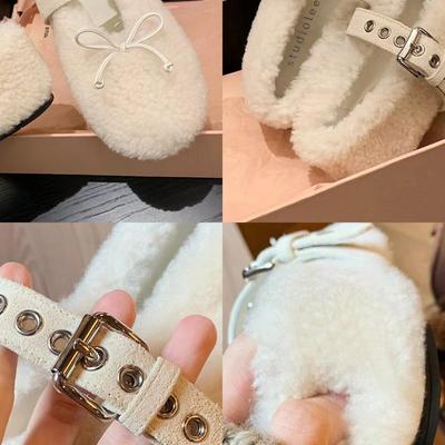 Виноградная мать studiolee теплая жужжащая милая пряжка с одним словом с мелким ртом Мэри Джейн пушистые одинарные туфли женские