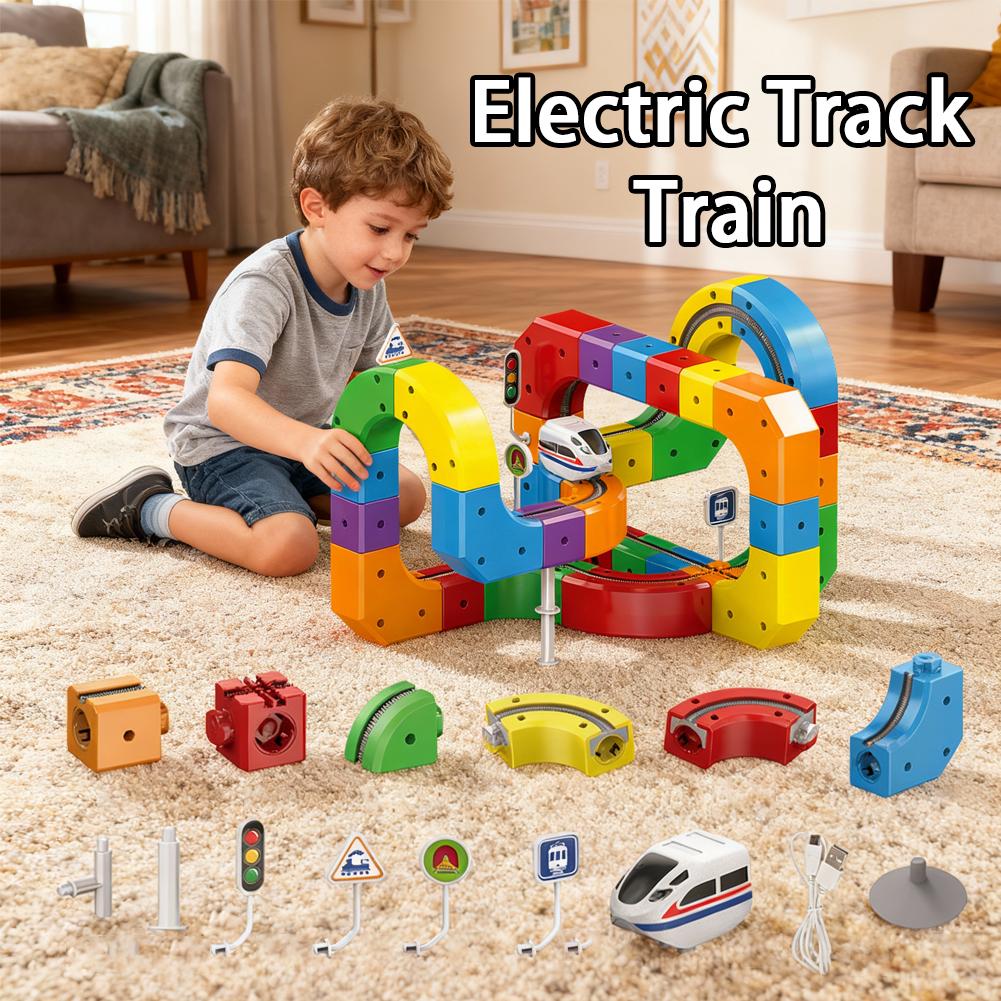 Электрический трек для гоночных машинок STEM 51/81/123 шт. Набор Монтессори Моторизованный поезд Гравитационный лабиринт Игрушка для детей Рождественский подарок