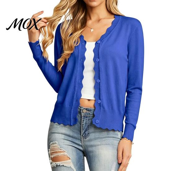 Women Knit Cardigan Sweater for Women, Fall Wavy V Neck Button Down Front Cardigan, Long Sleeve Casual Office Daily Wear