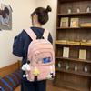 Student School Bag Girls Large Capacity Lightweight Nylon Backpack Multifunctional Solid Color Backpack