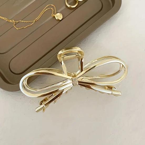 Женская заколка для волос с полым геометрическим бантом, заколка для волос с противоскользящими зубцами для волос на затылке