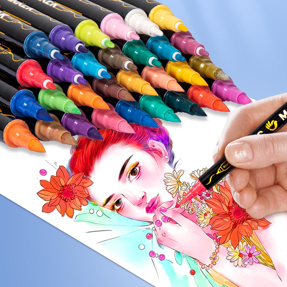 36-Pack  Acrylic Paint Markers Vibrant Color Assortment Dual-Tip Quick Dry Non Toxic for Kids Adult