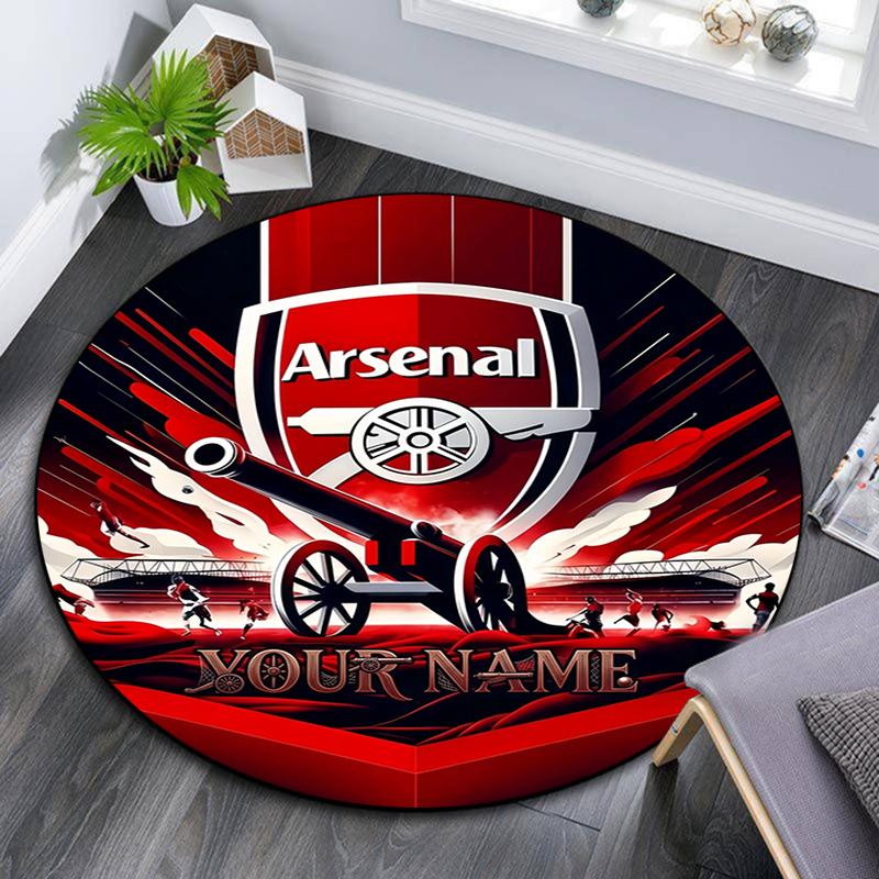 Custom Name,Arsenal pattern round rug,Carpet Rug for Living Room Bedroom Playroom ,Non-slip Floor Mat,Holiday Gifts and Birthday Gifts.