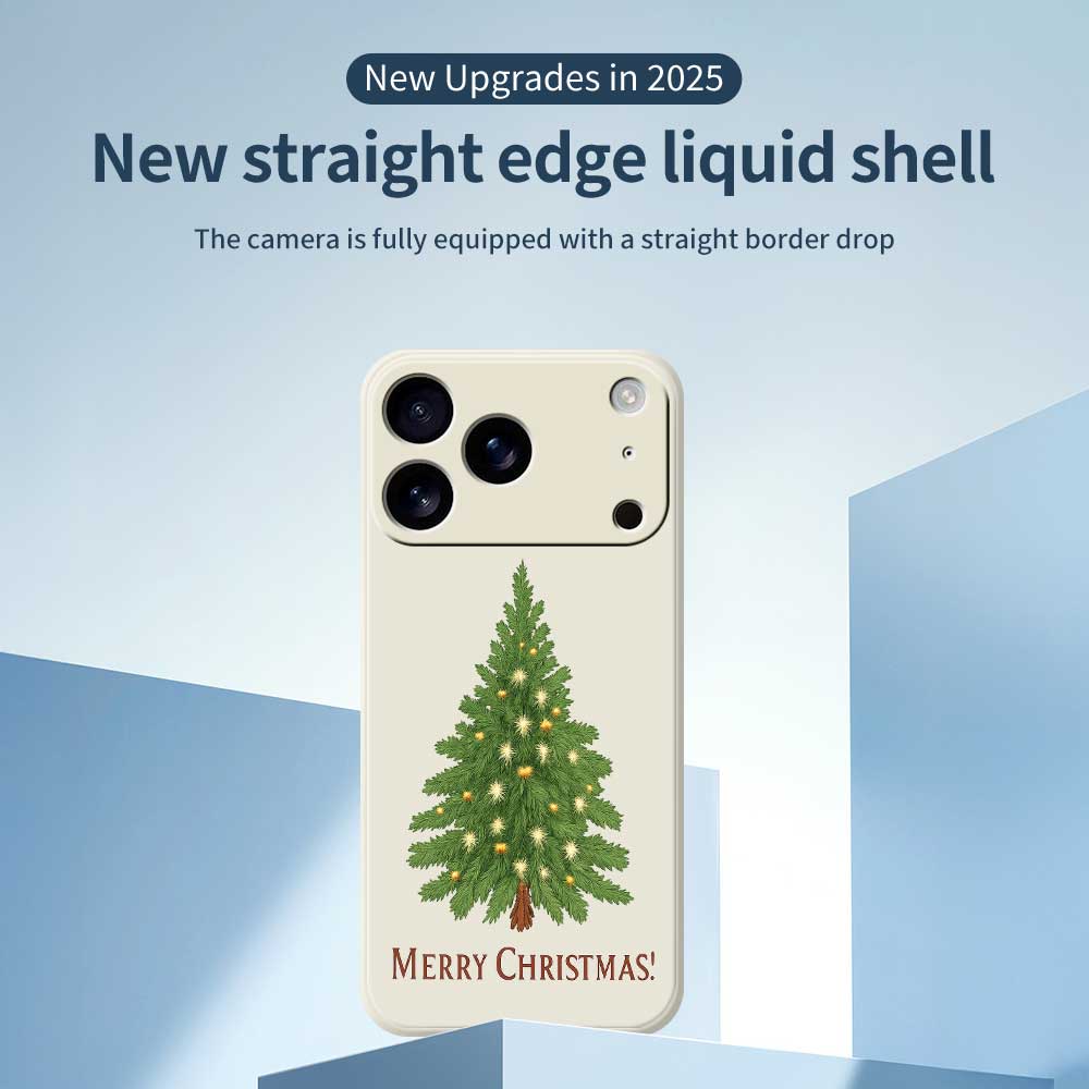 For iPhone 17 Pro Max Case Christmas Tree Pattern Printing Straight Edge TPU Phone Back Cover
